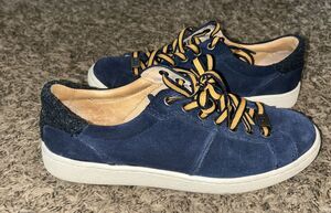 UGG Navy Blue & Yellow Suede Sneakers Academia Nautical 1094810 US Size 7.5